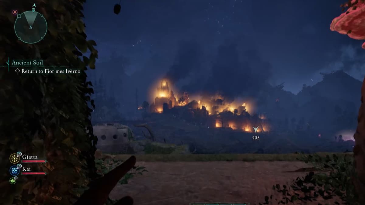 Fior Mes Iverno on fire in Avowed